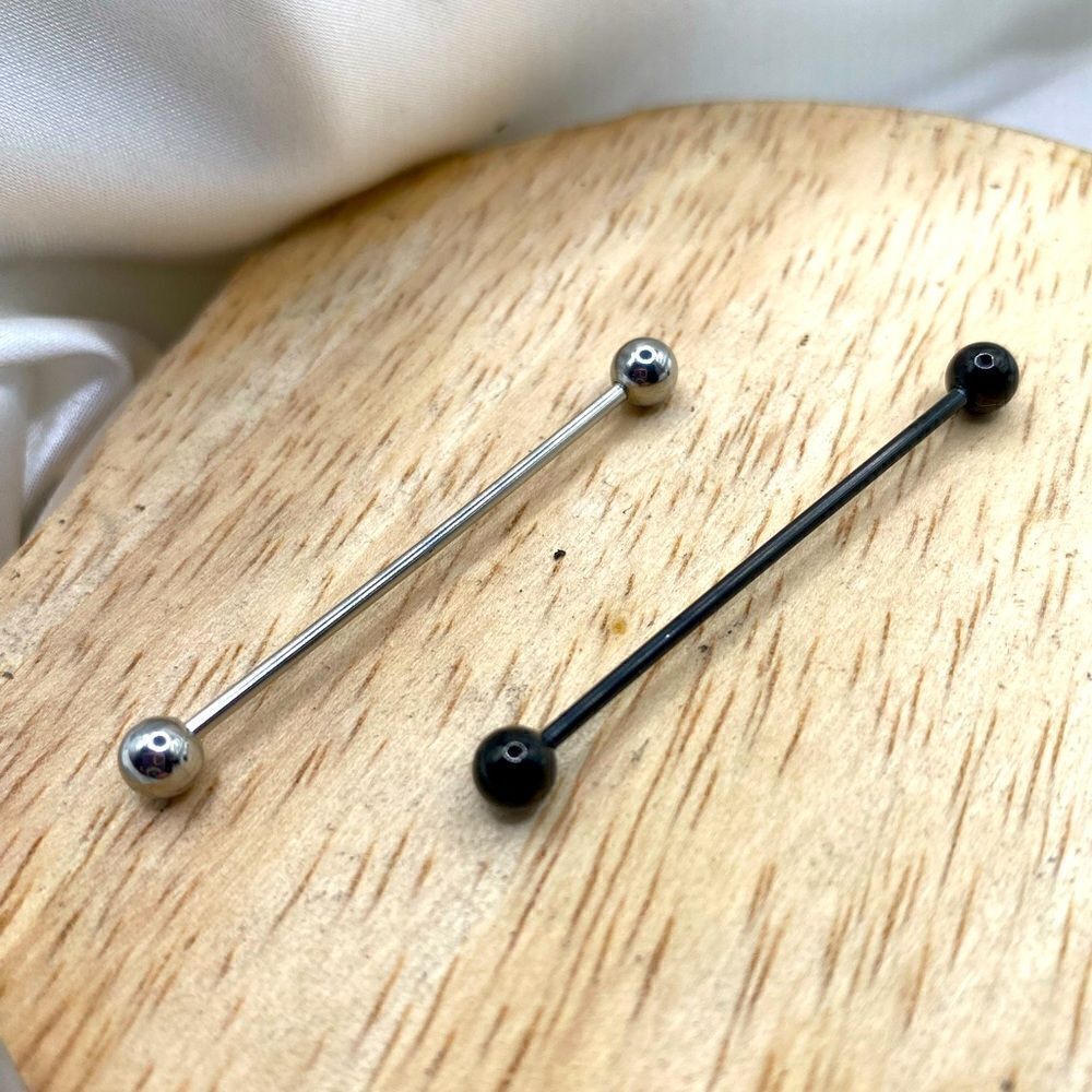 Set of 2 14G industrial stainless steel barbells earring cartilage body jewelry